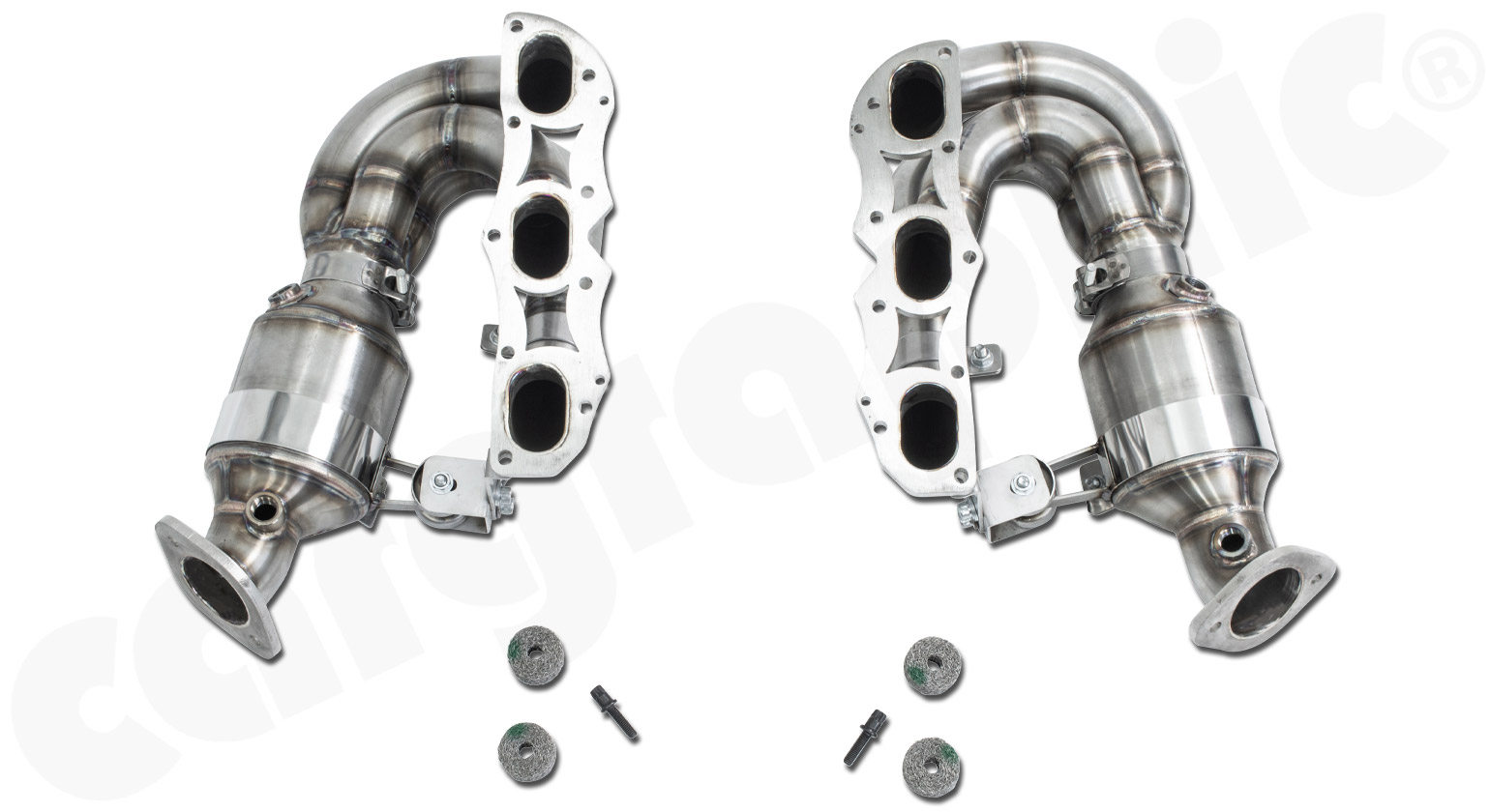CARGRAPHIC Fächerkrümmersatz mit 200-Zellen-Kats für Porsche 981 Boxster / Cayman S GTS 2,7L 3,4L