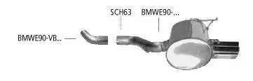 Bastuck Sportauspuff für BMW 320i Typ E90 (Limousine) für Fahrzeuge mit serienmäßigem Flanschanschluß 2x 2x76mm, 20° schräg geschnitten