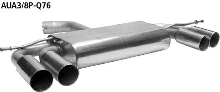 Bastuck Sportauspuff für Audi A3 Typ 8P (Sportback) 2x 2x76mm, gerade