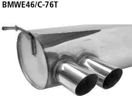 Bastuck Sportauspuff für BMW 325ti Typ E46 (Compact) 2x76mm, 20° schräg geschnitten