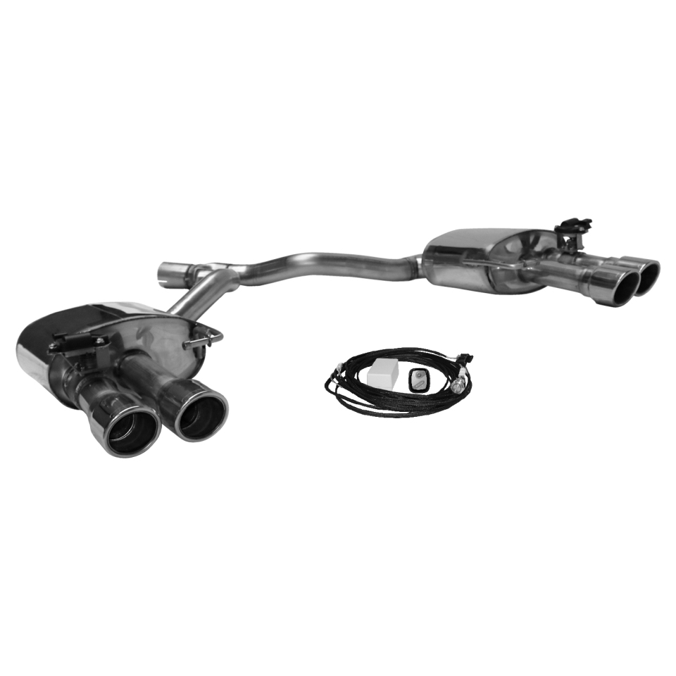 Bastuck Komplettanlage für Audi A4 Typ B9 (Avant) ohne OPF, mit Klappensteuerung 2x 2x90mm, mit Lippe 20° schräg geschnitten