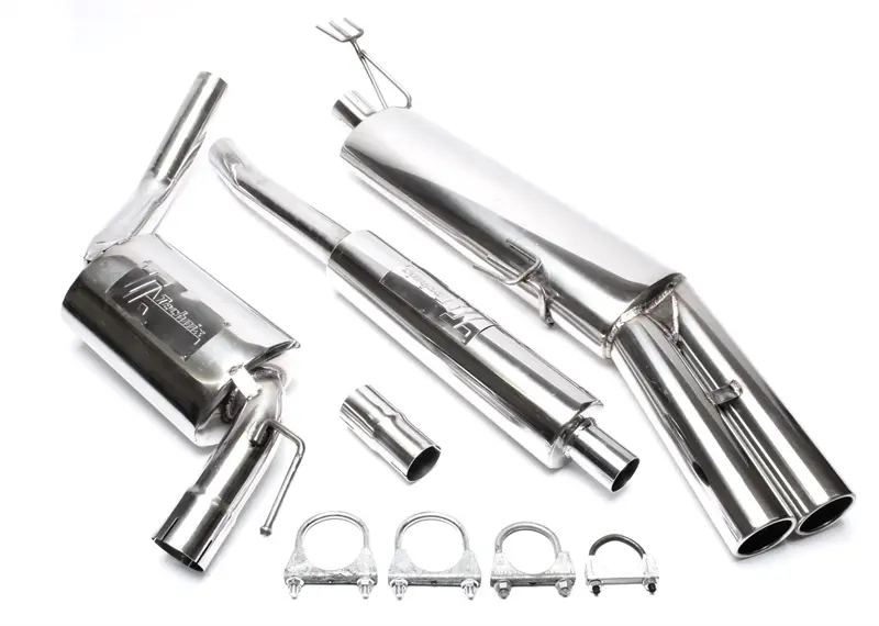 TA Technix Edelstahlanlage 2x76mm rund/gebördelt passend für VW Passat Limousine, -​Variant, Typ 35I