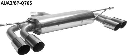 Bastuck Sportauspuff für Audi A3 Typ 8P 2x 2x76mm, 20° schräg geschnitten