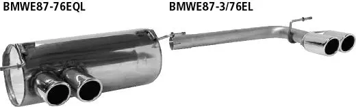 Bastuck Sportauspuff für BMW 120i Typ E81 für Fahrzeuge mit M-Technik Heckschürze 2x 2x76mm, eingerollt 20° schräg geschnitten