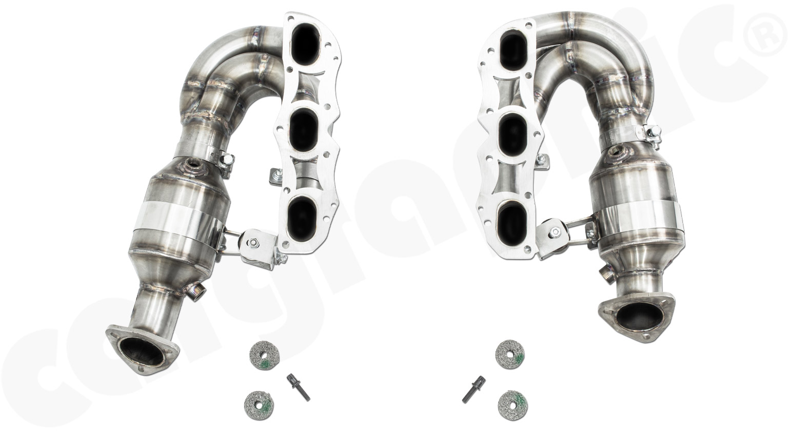 CARGRAPHIC Fächerkrümmersatz mit 200-Zellen-Kats für Porsche 987.2 Boxster / Cayman 2,9L 3,4L