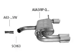 Bastuck Sportauspuff Audi A3 8P 2x76mm Tuning
