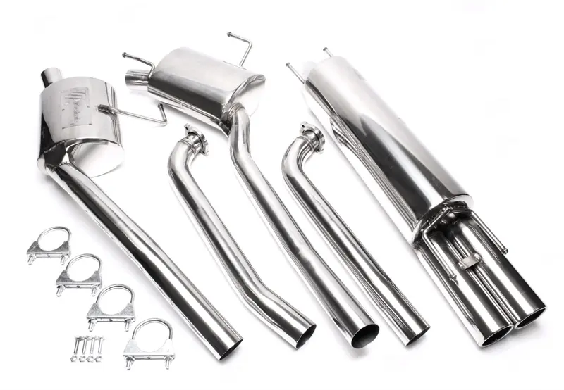  TA Tech­nix Edel­stahl­an­la­ge 2x76mm rund ge­bör­delt pas­send für Opel Omega B / 6-​Zylinder Li­mou­si­ne