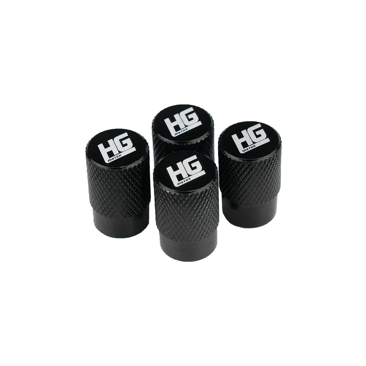 Ventilkappen Set Aluminium schwarz HG-Motorsport Logo