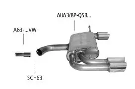 Bastuck Sportauspuff Audi A3 8P 2x76mm Endrohre