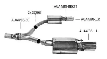 Bastuck Sportauspuff für Audi A4 Typ 8K2/B8 (Limousine) 2x 2x76mm, 20° schräg geschnitten