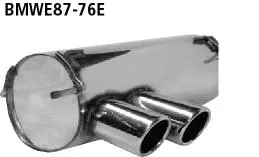 Bastuck Sportauspuff für BMW 120i Typ E81 für Fahrzeuge ohne M-Technik Heckschürze 2x76mm, eingerollt 20° schräg geschnitten