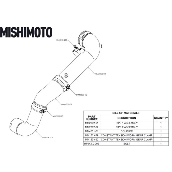 Mishimoto Charge Pipe Kit Toyota Supra 20+ Details