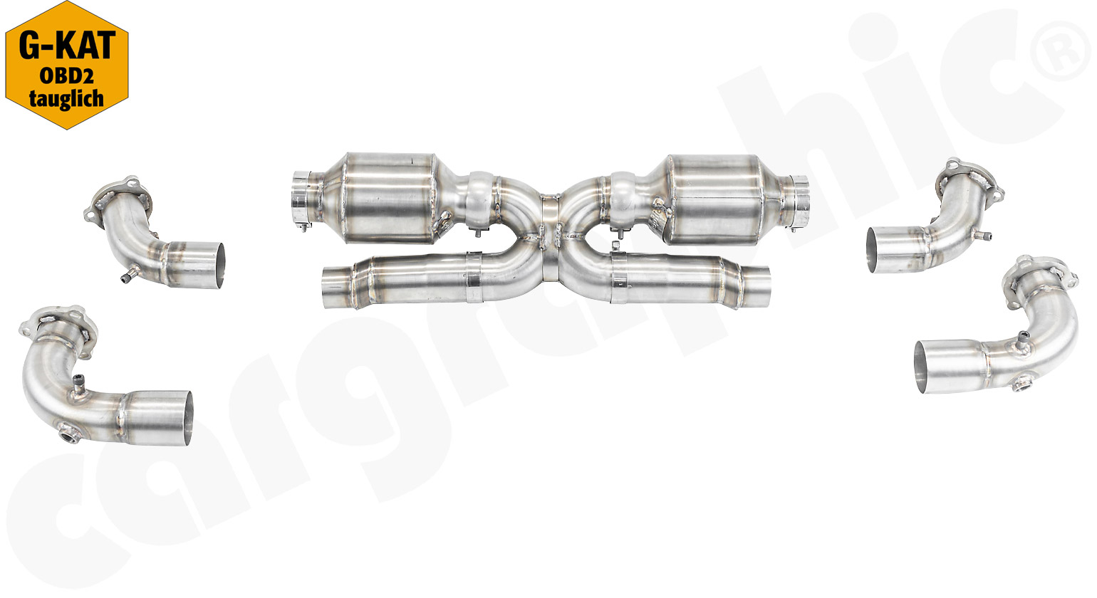 CARGRAPHIC Sportkatalysatorsatz mit 200 Zellen Kats X-Pipe für Porsche 997.1 Carrera 2/4 S 3,6L 3,8L