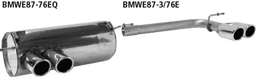 Bastuck Sportauspuff für BMW 120i Typ E81 für Fahrzeuge ohne M-Technik Heckschürze 2x 2x76mm, eingerollt 20° schräg geschnitten