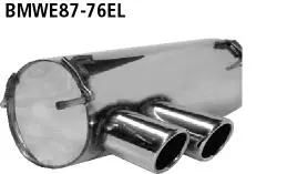 Bastuck Sportauspuff für BMW 120i Typ E81 für Fahrzeuge mit M-Technik Heckschürze 2x76mm, eingerollt 20° schräg geschnitten